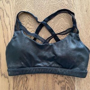 Shimmery gunmetal sports bra